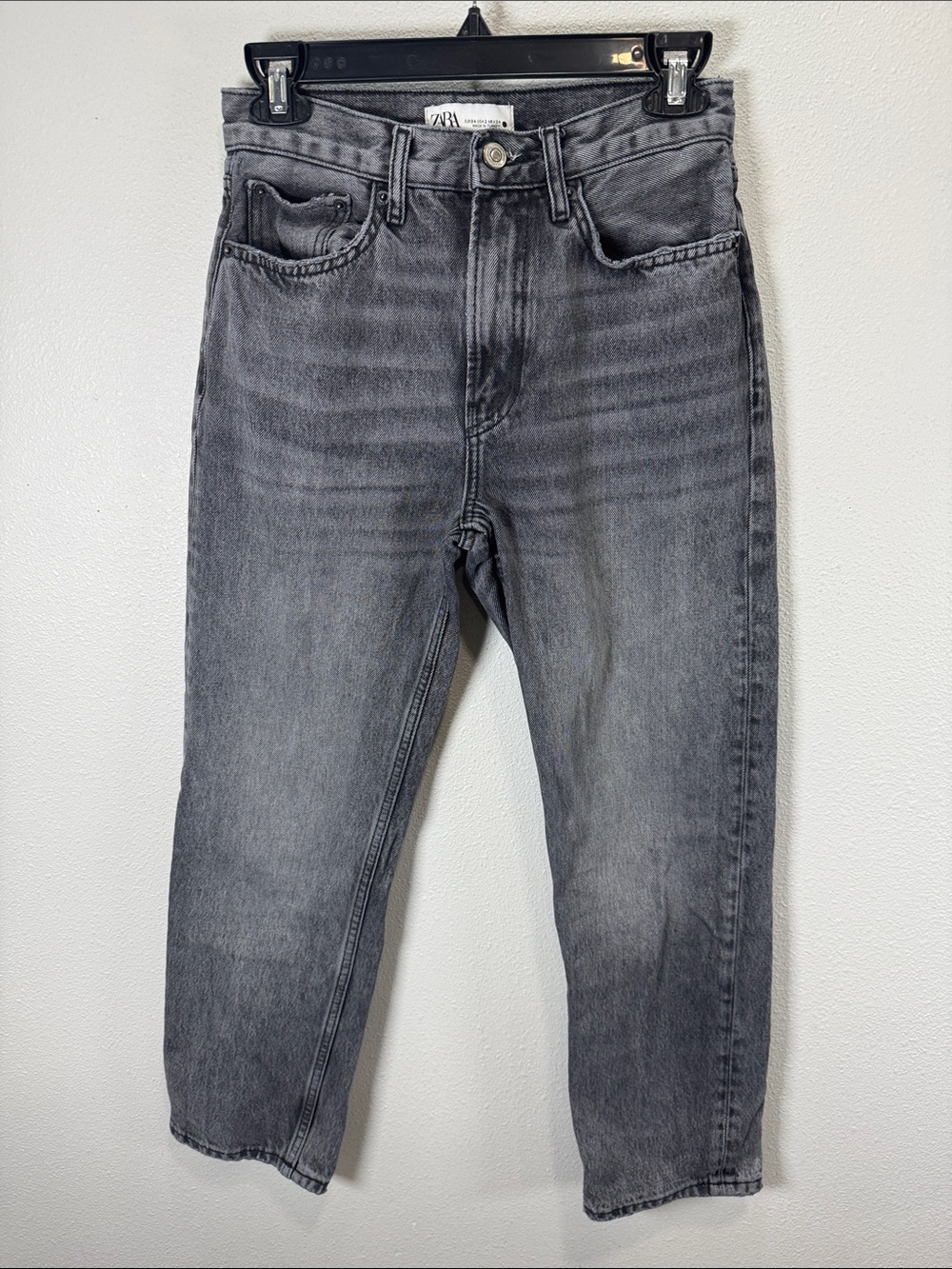 Zara  Washed Gray  Straight Jeans